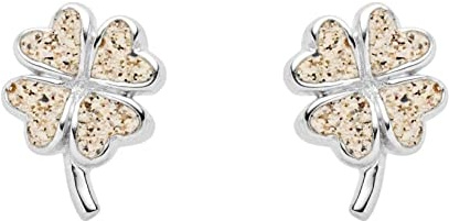 DUR Schmuck Ohrstecker KLEEBLATT Strandsand, Silber 925/- rhodiniert (O5444)