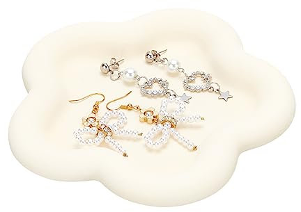 FINGERINSPIRE Plato de joyería de Yeso, 10,8 x 11,5 cm, Bandeja de tocador para baño, Accesorios de Gesso, Placa de Almacenamiento en Forma de Flor, Bandeja para Collares, Accesorios de fotografía