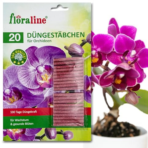 floraline® | 20 x bâtonnets d'engrais pour orchidées | par bâtonnet : engrais pour orchidées jusqu'à 100 jours | fleurs magnifiques avec croissance et fleurs saines | Utilisation douce