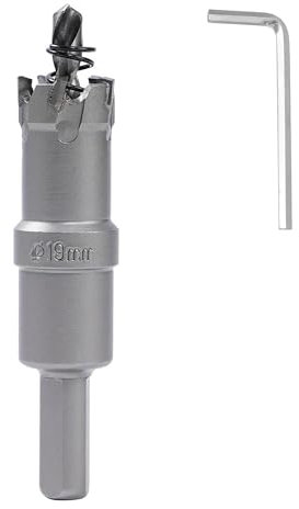 Broca de Carburo para Metal, 19mm TCT Cortador de Sierra de Agujero, para Acero Inoxidable Metal Acero Hierro Madera, con Destornillador Hexagonal