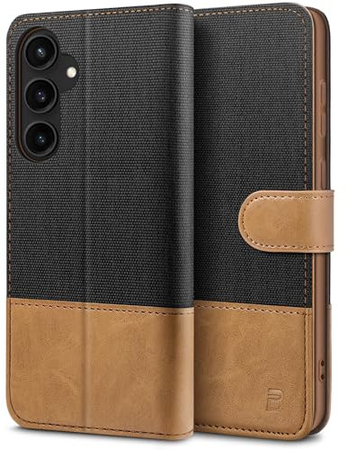 BEZ Case for Samsung Galaxy S23 FE, Phone Case Compatible with Samsung S23 FE, Flip Wallet Cover with Credit Card Holders, Kick Stand, Magnetic Strap Closure, Black