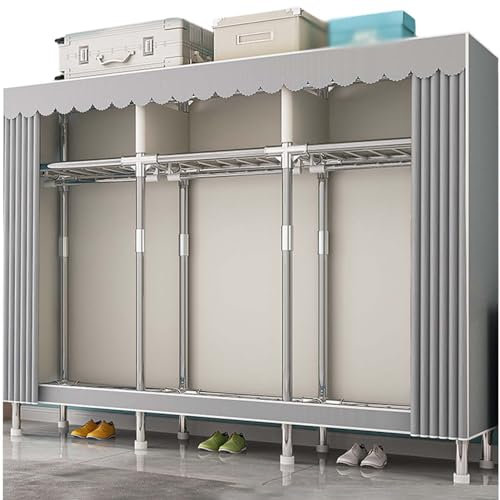 Armario de Tela para Ropa Resistente Grande, Armario Portátil con Varillas para Colgar, Armario Ropero Resistente al Polvo, Armarios de Tela para Ropa, para vestidor, Dormitorio (146X46X173CM)