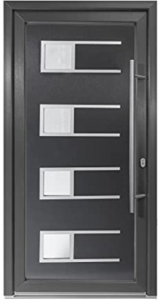 SN Deco - Bastion Kunststoff Haustür Efraim mit E-Öffner & Marken-Stoßgriff 1000x2000 mm (außen antrazit/innen weiß|Öffnung innen rechts)