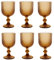 Lot de 6 verres à vin colorés vintage avec gaufrage (ligne/jaune/350 ml), verres à boisson, verres de mariage, verres à champagne, carafe, coupes à dessert, verres en verre, verre à vin, verre à eau,