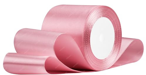 Ruban de Satin Rose Gold 75mm x 22 Mètres, Rubans en Tissu pour Cadeau Emballage, Bouquets de Fleurs, Anniversaire Artisanat, Décoration de fête de Mariage