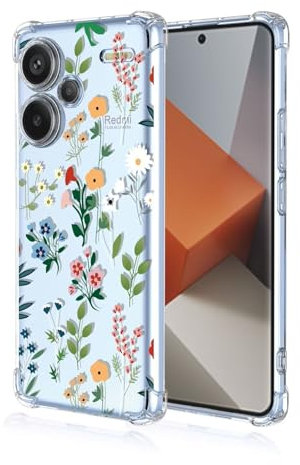 ESONG Trasparente Cover Per Xiaomi Redmi Note 13 Pro+ PLUS 5G Custodia Ultra-Sottile Protettiva Case Shell Per Ragazze Donne,Antiurto Protezione Tpu Silicone Morbido Bumper,Antigraffio stampa floreale