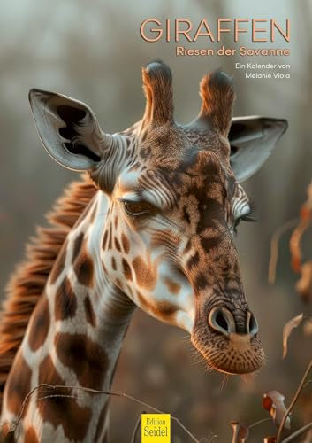 Edition Seidel Premium Kalender Giraffen 2025 Format DIN A3 Wandkalender Tierkalender Afrika Südafrika Kenia Serengeti Steppe Savanne Giraffe Bulle Kühe Wildtiere Melanie Viola