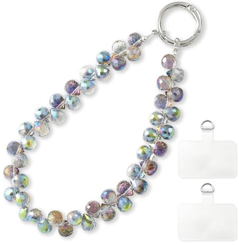 LunarCharm Kristall-Handgelenkband für Telefon, Handy-Anhänger-Kette, Schlüsselanhänger, Perlen-Handy-Lanyard, Freisprech-Armband, Handgelenk-Griffband für Frauen