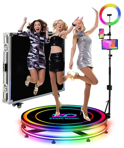360 Photo Booth Machine for Parties with Flight Case,Custom Logo 360 Camera Booth by Remote or APP,Flight Box