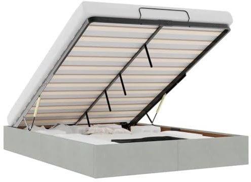 vidaXL Ottoman-Bett ohne Matratze Hellgrau 140x200 cm Samt, Bettrahmen, Bettgestell mit Stauraum, Polsterbett, Bettgestell, Bettrahmen mit Stauraum
