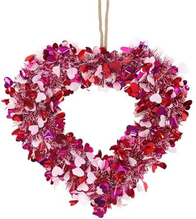 Corona de Guirnalda en Forma de corazón,Corona Artificial Floral, Corona de Flores de Corona de corazón de simulación, Guirnalda Artificial portátil, decoración navideña, Adorno de Corona en Forma de