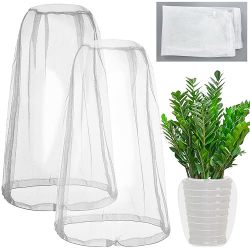 2 STK Blumentopfgitter, 46 * 46 cm Blumentopfschutz, Pflanzenschutznetz für Obstbäume, Blumen- & Pflanzensicherungen, Schutznetz Feinmaschig mit Kordelzug, Pflanzenblumenschutz für Kinder Haustiere