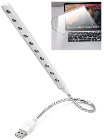 QTMMC Lampada da lettura USB portatile Mini LED Light on Laptop Keyboard Flessibile a collo d'oca Lampada da notte per scrivanie Libri Comodini Piani di lavoro Adatta per Power Bank Notebook Computer