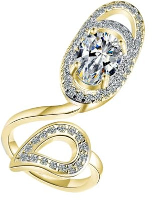 HONMEET Nagelring in Fingernagelform Modischer Ring Mit Strass Dekorativer Nagelring Für Frauen Party-accessoire Und Cosplay-dekoration