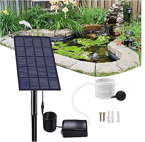 Solar Water Fountain, 6V 2W Solar Panel Water Pump Solar Powered Oxygenator 0.8L/min Air Oxygen Pump Aerator Battery-free For Landscape Decoration for Garden, Pool, Pond
