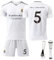 Awonlate Maglia da Calcio per Bambini, Maglie n. 5 da Calcio per Ragazzi Bianco, Magliette da Calcio e Pantaloncini M,Taglia: 24 (Altezza: 130-140 CM)