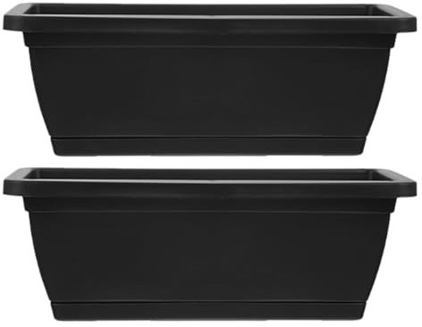Hemobllo 2pièces Jardinières Plastique avec Drainage Pots De Rectangulaires pour Plantes Intérieur Et Extérieur Couleur Noire Moyenne avec Soucoupe Amovible