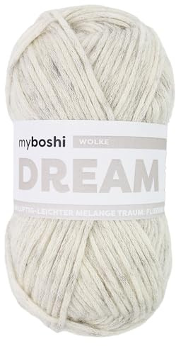 myboshi Dream, luftig leichtes Garn mit Baby-Alpaka zum Häkeln und Stricken, 76% Baumwolle, 22% Baby Alpaka, 2% Merino, 50g, Ll 95m Beige (Wolke), 1 Knäuel