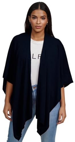 Glamexx24 Damen Poncho Schal Cashmere Feeling Strick Cape Frauen Poncho Cardigan XXL Umhängetuch für Frühling und Herbst Made in Italy