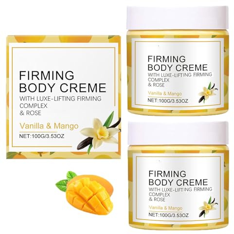 Vanilla Mango Body Lotion, Skin Firming Body Cream, Natural Moisturizer, Tightens Anti-Aging, Brightening & Fast-Absorbing, Light texture, Improve dullness, Hydrates Dry Skin Arms & Legs (2pcs)