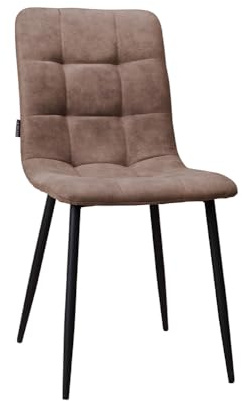 AVISSIMO Montira Esszimmerstuhl, Industrial-Look, Kunstleder-Sitzschale, Metallgestell, modern & robust, für Esszimmer & Wohnzimmer, braun (2er Set)
