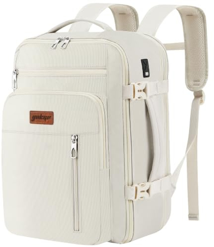 YOKGO Easyjet Handgepäck 45x36x20,Handgepäck Rucksack Flugzeug Klein Reiserucksack 30L Reisetasche mit 15,6 Laptopfach Carry On Luggage Travel Backpack Cabin Bag für Herren Damen, Weiß