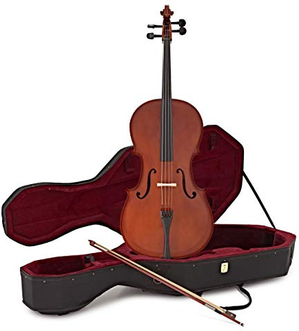 Violoncello per Studenti 4/4 con Custodia di Gear4music | Per violoncellisti principianti, tavola in abete lamellare e corpo in tiglio, ponticello in acero e corde in acciaio