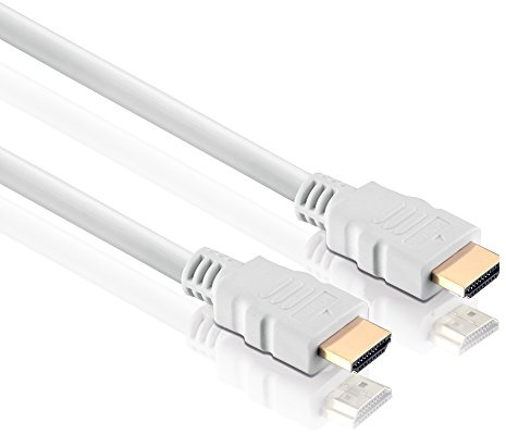 HDSupply High Speed HDMI Kabel mit Ethernet, vergoldete Kontakte, 3m | 2-fach geschirmt, Full HD 1080p, Ethernet Channel für internetfähige AV-Komponenten, weiß