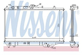 NISSENS Kühler Motorkühlung Kühler Wasserkühler Motorkühler Netzbreite 649mm Netzlänge 350mm Netztiefe 22mm 62408A
