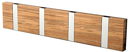 LoCa Garderobe Knax 4 Teak (geölt) (Haken klappbar Alu) Garderoben-Leiste Kleiderhaken Flur modern Garderobenpaneel