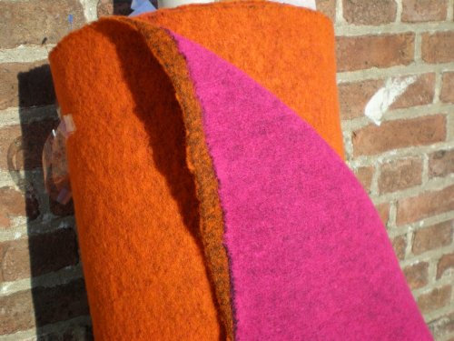 Walkloden Doubleface Stoff - pink/orange