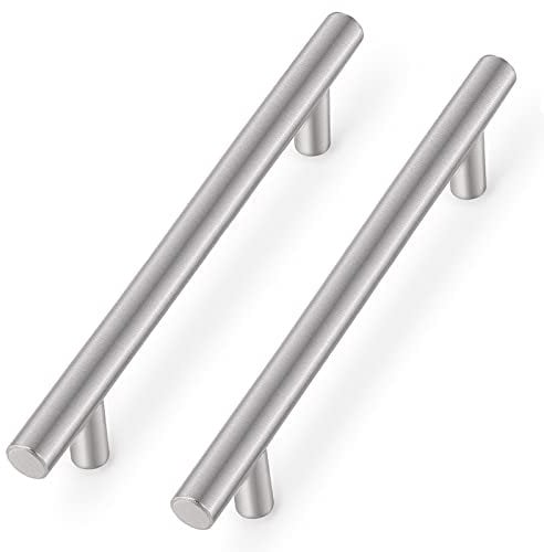 Probrico Kitchen Cabinet Door Handles, Brushed Nickel Stainless Steel Pulls, Wardrobe Door Knobs, Modern T Bar Cupboard Handles, 6(160mm) Hole Distance, 15 Pack