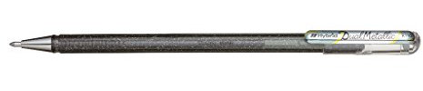 Pentel K110-DZX Dual Metallic Hybrid Dual Metallic Gelroller, Glitzer Gel, 1 Stück, silber 2 verschiedene Farb-Effekte auf hellem/dunklem Papier silber+metallic silber
