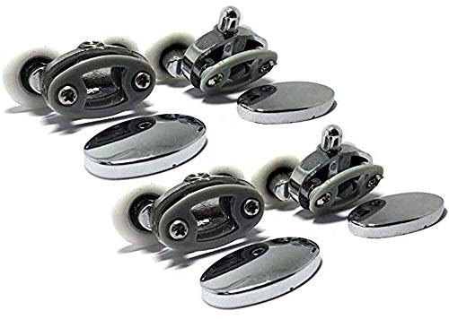 Linwil, set di 4 rotelle doppie per porta del box doccia, in lega di metallo, forma ovale, 23 mm
