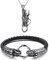 Aroncent Drache Armband Halskette Anhänger: Herren Kette Lederarmband Vintage Punk Armreif Leder Wickelarmband Edelstahl Armband Halskette Anhänger Panzerarmband Schwarz