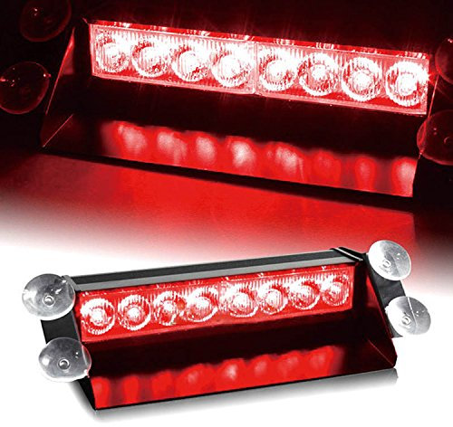 Hehemm - lampe stroboscopique d'avertissement d'urgence 8 LED pour pare-brise de voiture gyrophare (rouge)