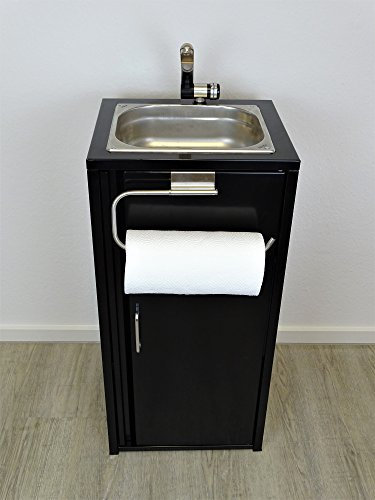 Srm-Design Schwarz Freistehendes Rechteckiges Kunststoff Waschbecken mit Pop-Up Abfluss und Pulverbeschichtung - Sofort einsatzbereit für Camping oder Zuhause