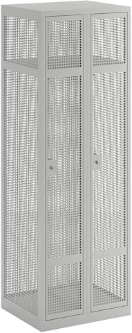 eurokraft pro | Lochblechspind | 2 Abteile, lichtgrau, B 600 mm, Zylinderschloss
