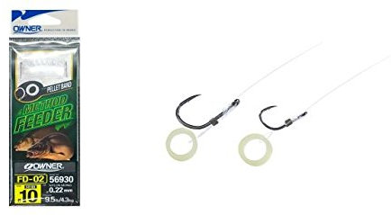 Owner Feederhaken Method mit Pelletband - 6 gebundene Angelhaken zum Friedfischangeln mit Pellets, Feederhaken, Einzelhaken, Gr./Durchmesser/Tragkraft:Gr. 10/5.0kg /0.22mm