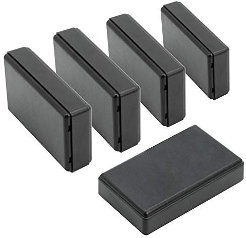 LeMotech Abzweigdose, 5 Stück ABS Elektrische Box, kleine Anschlussdose für Elektronik, Leiterplattengehäuse, Elektronische Hobbybox, Schwarz, Außengröße 70 x 42 x 18 mm