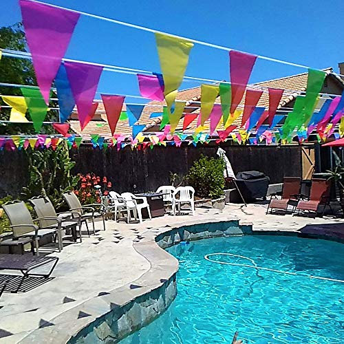 WINSHEA Bunting Banner, 160M Multicolor Nylon Pennant Banners with 300 Large Triangle Flags for Indoor Outdoor Wedding Garden Birthday Party Decoration