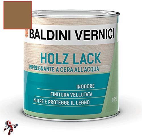 Impregnante all acqua per legno a cera cerato Baldini Vernici Holz Lack 750 ml impregnante legno all'acqua vari colori (NOCE 705)