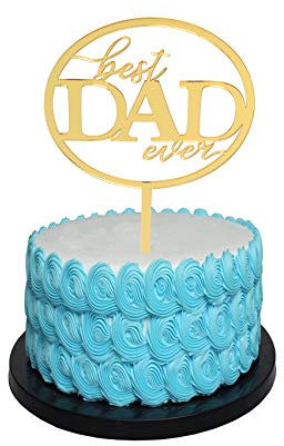 Tortenaufsatz mit Aufschrift Best Dad Ever, Goldglitzer, Happy Birthday Dad, Tortenaufsatz für Vatertag, Geburtstag, Papa ist immer jung