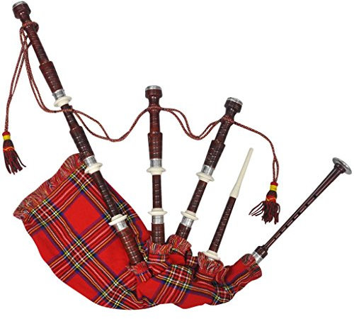 yorten Schottischer Dudelsack Highland Bagpipe Sackpfeife Steward Tartan Rot ideal für Einsteiger oder Solche die Dudelsack Lernen