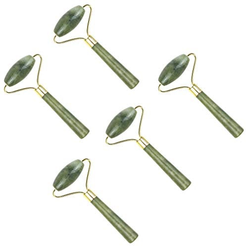 5Pcs Jade Roller Natürliche Gesichts Jade Stein Quarz Roller Vibrierende Gesichts Roller Quarz Jade Massageger?t Hautpflege-Tools für Haut Augen Hals