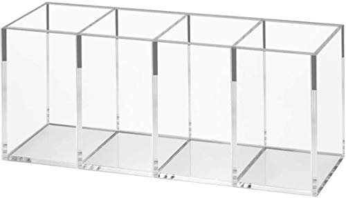 Witeygai 4 Slot Acrylic Makeup Brushes Organiser, Clear Makeup Organiser for Bathroom Drawers, Vanities, Countertops, Office Desk