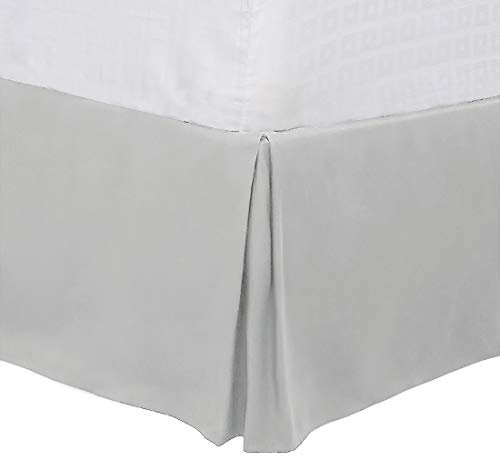 PiccoCasa Cache-sommier plissé pour grand lit, cadre de lit et housse de sommier tapissier – Cache-sommier sur mesure de 40,6 cm, infroissable et résistant à la décoloration, facile à caler, gris