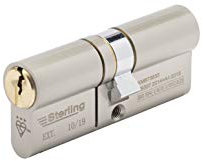 Sterling TS007 BS3 3 Star Police Approved Secured by Design Euro Door Cylinder, Brass, Dual Finish Brass & Satin Nickel, 36mm Internal 45mm External (81mm Total), EPD3645