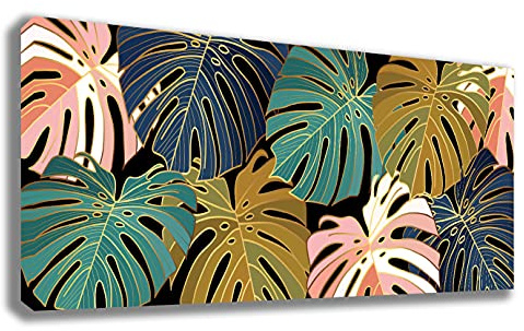 Printerland Quadro Moderno NORDICO Shabby Chic Monstera Quadri moderni da Parete grande XXL Stampa su tela Canvas Decorazione muro Murale Soggiorno Arredo scandinavo Camera da letto Cucina (40x70)