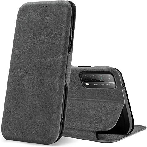 CoolGadget Flip Case Handy für Huawei P Smart 2021 Shell Flip Case, dünne Business Klapphülle mit Magnetverschluss & Kartenfach, kompatibel mit Huawei P Smart 2021 (6,67 Zoll), Grau